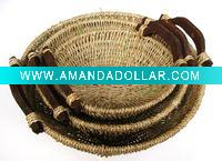 Round Straw Rope Woven Fruit Basket