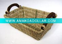 Wholesale Square Straw Rope Woven Fruit Basket
