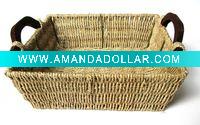 Wholesale Square Straw Rope Woven Fruit Basket