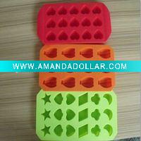 Wholesale RED,ORANGE,GREEN different shapes silicone ice cube tray