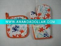 kitchen tea towel set/oven mitts