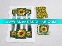 Wholesale 100% cotton material 3pcs kitchen set sunflower design