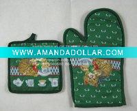 Wholesale kitchen tea towel set/oven mitts