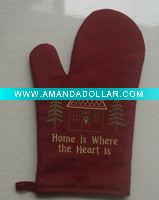 Wholesale christmas style embroidery cotton oven mitt