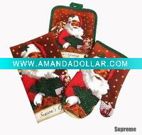 Wholesale Christmas Kitchen Towel & Pot Holder & Oven Mitt 3pc Kitchen Set
