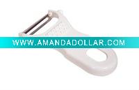 small stainless steel peeler with plastic handle