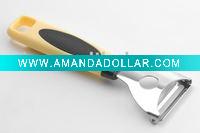 stainless steel vegetable peeler with plastic handle
