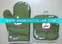 Wholesale fashion cotton oven mitt with potholder