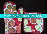 Wholesale fashion cotton oven mitt with potholder
