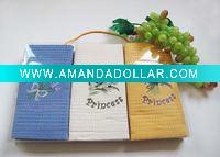 Waffle tea towel with embroidery