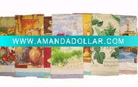 Printed tea towel with satin