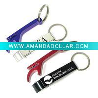 Wholesale Plain aluminum can and bottle opener with split key ring
