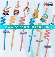 Wholesale Promotional Santa Claus soft PVC straws