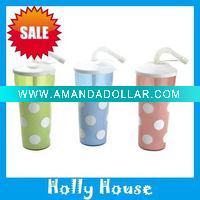 Wholesale Plastic water cup with straw