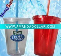 Wholesale plastic cup with straw (keep the water bottle cold )