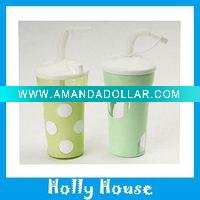 Plastic water cup with straw