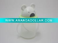 Wholesale baby plastic training sippy cup with animal head and straw