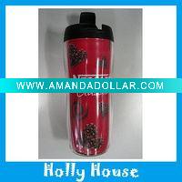 Plastic water cup with straw