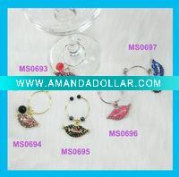 Wholesale Fashion alloy mouth shape wine charms set(MS0696)