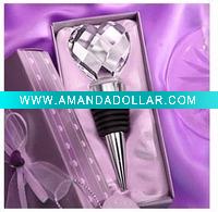 Wholesale heart-shape crystal wine stopper set