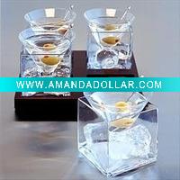 Clear crystal drinking glass cooler set