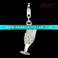 Wholesale Fashion Alloy TS Silver Wine Glass Charm