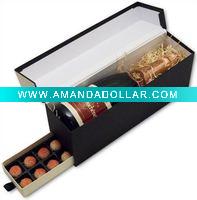 Wholesale Wine box with hinged lid and chocolate drawer