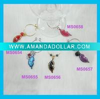 Fashion alloy mouth shape glass wine charms set(MS0658)