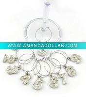 Lucky Numbers Wine Charm Set with Beads and 25mm Loop Diameter