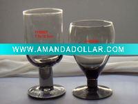 Wholesale dark glass wine goblet with shot fat stem