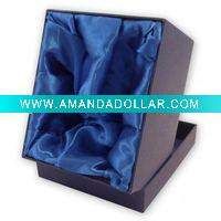 Wholesale Rigid board black wine box with foam tray for packing 2 bottles of wine