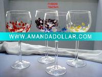 Wholesale colored hot dots glass wine goblet
