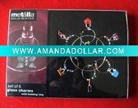 Wholesale Set of 6 pewter wine glass charms with holding ring