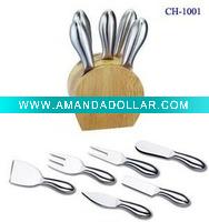 Wholesale Cheese Knife Set with A Wooden Block
