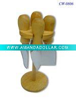 Wholesale Cheese Knife Set With Wooden Hanger