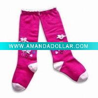Wholesale fashion cotton girl kneehigh socks with bow tie
