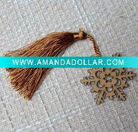 Wholesale Snow Bamboo bookmark with Golden Tassel