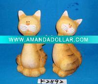 Wholesale stock pottery set of 2 cat
