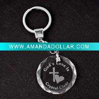 3d etched crystal keychain with light
