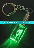 3d etched crystal keychain with light