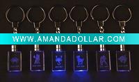 3d etched crystal keychain with light