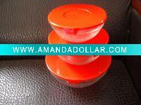 Wholesale 3pcs glass bowl set,3pcs glass bowl with cover