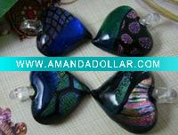 Wholesale heart shaped pendant, handmade colored foil pendant
