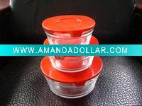 Wholesale 3pcs glass bowl set,3pcs glass bowl with cover