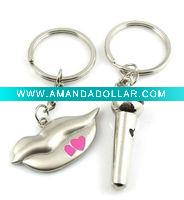 Wholesale Microphone shape Couple Key Chains