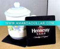 double-use promotional gifts absorbent paper cup coaster/mat with hennessy logo