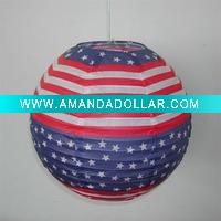 Wholesale Handmade American flag shape round paper lantern ball