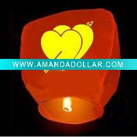Wholesale Handmade red sky lantern with double hearts
