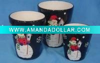 Wholesale Ceramic planter w/snowman