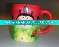 Ceramic red ladybug mug hand-painting